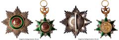 Islamic Dynasties Ottoman Empire Ottoman Empire. Osmani Order enamel, silver & gold Sash Badge, Breast Star and Sash ND (Instituted 1861) AU, 1) Sash Badge, Barac-185. 65x90mm. 45.63gm. 2) Breast Star