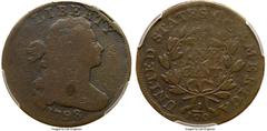 Large Cents 1798 NC-2 R7+, Style I Hair, Small 8, Good 6 PCGS. Slightly glossy medium brown and chocolate blending to dark steel brown in protected areas on the obverse. No corrosion or verdigris but 