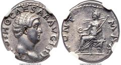 Ancients Roman Imperial Ancients Otho (January-April AD 69). AR denarius (19mm, 3.45 gm, 7h). NGC Choice XF 4/5 - 3/5, Fine Style. Rome. IMP OTHO CAESAR AVG TR P, bare, bewigged head of Otho right / P