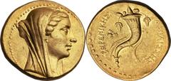 PTOLEMAIC KINGDOM. Berenice II, wife of Ptolemy III (ca. 244/3-221 BC). AV mnaieion or octadrachm (27.63 gm). Ephesus, ca. 241 BC. Diademed and veiled head of Berenice II right / BAΣIΛIΣΣHΣ BEPENIKHΣ,