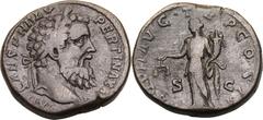 Pertinax (AD 193). Orichalcum sestertius (25.20 gm). Rome, January-March AD 193. IMP CAES P HELV PERTINAX AVG, laureate head of Pertinax right / AEQVIT AVG T-R P COS II S-C, Aequitas standing left, ho