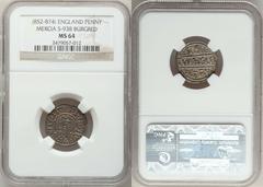 Kings of Mercia. Burgred (852-874) Lunettes Penny ND, S-938, North-423, unbroken lunettes, MS64 NGC, a marvelous specimen struck on a broad flan of good metal, with well-set medium gray medieval patin