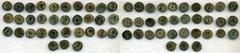 ROMAN IMPERIAL. Late Roman Empire (ca. AD 340-476). Lot of 33 AE nummi. Includes coins of Constans, Arcadius, Honorius, Theodosius II, Valentinian III, and Marcian. Most coins showing dried glue on on
