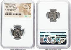 Ancients Roman Imperial Titus, as Augustus (AD 79-81). AR denarius (17mm, 3.35 gm, 7h). NGC Choice VF 4/5 - 4/5. Rome, 1 January-30 June AD 80. IMP TITVS CAES VESPASIAN AVG P M, laureate head of Titus