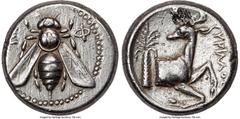 Ancients Greek IONIA. Ephesus. Ca. 4th century BC. AR tetradrachm (23mm, 15.23 gm, 12h). NGC XF 5/5 - 2/5, brushed. Ca. 390-380 BC. Turillus, magistrate. E-Φ, bee with straight wings seen from above /