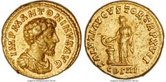 Ancients Roman Imperial Marcus Aurelius, as Augustus (AD 161-180). AV aureus (19mm, 7.29 gm, 12h). NGC Choice VF 5/5 - 3/5, marks. Rome, AD 163. IMP M ANTONINVS AVG, bare-headed, draped, and cuirassed