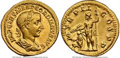 Ancients Roman Imperial Gordian III, as Augustus (AD 238-244). AV aureus (20mm, 5.26 gm, 12h). NGC Choice AU 5/5 - 2/5, brushed. Rome, AD 239. IMP CAES M ANT GORDIANVS AVG, laureate, draped, and cuira