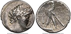 Ancients Greek SELEUCID KINGDOM. Demetrius II Nicator, Second Reign (129-125 BC). AR tetradrachm (27mm, 13.89 gm, 1h). NGC VF 4/5 - 4/5. Tyre, dated Seleucid Era 183 (130/9 BC). Diademed, beardless, d