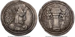 Ancients Oriental SASANIAN KINGDOM. Shahpur (Sabuhr) I the Great (AD 240-272). AR drachm (26mm, 4h). NGC Choice VF. Mint I ("Ctesiphon"), Phase 1c, ca. AD 252/3-258. Bust of Shahpur I right, wearing d