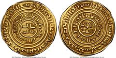 Crusader States Kingdom of Jerusalem Kingdom of Jerusalem. Baldwin III gold Dinar (Bezant) ND (1150-1260) MS62 NGC, Acre mint, A-730. 3.64gm. Imitating Fatimid Dinar of al-Amir from the Misr mint, wit