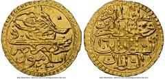 Islamic Dynasties Ottoman Empire Ottoman Empire. Selim III gold Zeri Mahbub AH 1203 Year 16 (1804) MS64 NGC, Istanbul mint, KM523, Fr-79. A shimmering, near-gem offering with sunny tones and enchantin