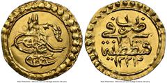 Islamic Dynasties Ottoman Empire Ottoman Empire. Mahmud II gold 1/4 Zeri Mahbub AH 1223 Year 1 (1808) UNC Details (Cleaned) NGC, Qustantiniyah mint, KM605. HID05401242017 © 2024 Heritage Auctions | Al