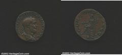 Pupienus, A.D. 238. AE sestertius. Laureate and cuirassed bust right of Pupienus/Concordia seated left holding patera and cornucopiae. RIC 20, C. 7. VF+, brown patina, but noticeably tooled; excellent
