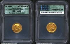 Maximianus, A.D. 286-305 (first reign). AV aureus minted at Nicomedia, A.D. 303-304. Laureate head right of Maximianus/Inscription within laurel wreath. 5.30 g. RIC 14 [as R3], C. 705, Bastien and Met