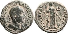 Caesarea, Samaria. Trajan Decius (249 - 251 AD). AE (28.3 mm, 17.67 gm, 6h). Draped bust of Trajan Decius r., laureate; IMP C C MES Q TRA DECIVS AVG / Female deity (Hygiaea, Demeter, Kore-Persephone),