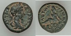 City Coins, lot of 6. Caesarea, Herennius Etruscus (19.8 mm), Tyche bust r., Ros. 142; Gaba, Domitian (20 mm), Mên standing, cf. Ros. 4; Gerasa, Commodus (18.2 mm), Tyche sits l. on rocks, Ros. 27; Ga