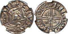 Late Anglo-Saxon. Cnut (1016-35) Penny ND, S-1158, N-787, Pointed Helmet type, moneyer Hildulf of York, MS62 NGC, sharply detailed, easily read, with pleasing medieval gray patina. View This Lot on HA