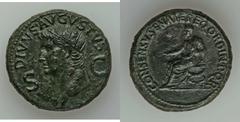 Divus Augustus (died AD 14). Orichalcum dupondius (29mm, 16.33 gm, 6h). Rome, struck by Caligula, AD 37-41. DIVVS AVGVSTVS, radiate head of the deified Augustus left, dividing S-C / CONSENSV SENAT ET 