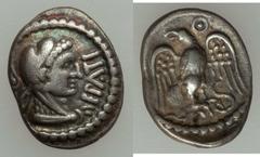 CELTIC BRITAIN. Catuvellauni & Trinovantes. Epaticcus (ca. AD 25-35). AR unit (1.30 gm). Head of Hercules right, wearing lion's skin / Eagle standing facing, head left, clutching serpent. Van Arsdell 
