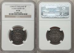 Henry VIII (1544-47) Groat ND, S-2369, Lis mm, VF30 NGC, evenly struck with major details showing well, light gray medieval patina. View This Lot on HA.com