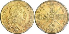 Charles II gold "Elephant" 2 Guineas 1664, S-3334, 1st Bust, XF40 "Eliasberg" NGC, soft details on the portrait but the shield is boldly struck, as are the legends and the little hallmark, with numero