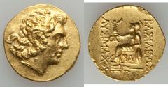 Time of Mithradates VI (120-63 BC). AV stater (21mm, 8.32 gm, 12h).  Types of Lysimachus of Thrace. Callatis, ca. 88-86 B.C. Head of the deified Alexander the Great right wearing diadem and horn of Am