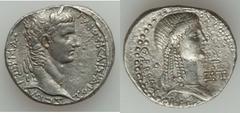 SYRIA. Antioch. Caligula (AD 37-41), with Agrippina Senior. AR tetradrachm (26mm, 15.19 gm, 12h).  Dated year 3 = AD 38/9. ΓAIOY KAIΣAPOΣ ΣEBA ΓEPMA, laureate head of Caligula right / AΓPIΠΠ[EINHΣ ANT