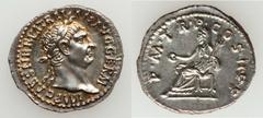 Trajan (AD 98-117). AR denarius (20mm, 3.39 gm, 7h).  Rome, AD 100. IMP CAES NERVA TRAIAN AVG GERM, laureate head of Trajan right / P. M. TR. P. COS II P. P, Vesta seated left, holding flaming torch a