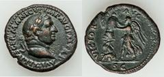 Vitellius (AD 69). AE as (28mm, 11.23 gm, 6h).  Rome, June-December AS 69. A VITELLIVS GERMANICVS IMP AVG P M TR P, laureate head of Vitellius right / VICTOR AVG, Victory advancing left, placing shiel