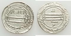 Abbasid Caliphate. Lot of four (4) choice silver dirhams.  Includes:  (1)  ‘Abbasid, al-Mu’tamid, 256-279 / 870-892, silver dirham (2.75g, 28.5mm), Madinat al-Salam 276, with additional phrase al-quww