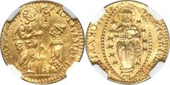 Jean Levesque de la Cassiere gold Zecchino ND (1572-81), Fr-7, AU58 NGC, sharply struck with considerable mint luster, rare Venetian style issue with exceptionally clear ruler's name. A fascinating tr