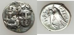 MOESIA - SELEUCID KINGDOM. Lot of four (4) AR and  Æ. Includes: (1) MOESIA. Istros. 4th Century BC. AR drachm (5.43 gm). Facing male heads, the left one inverted / Sea-eagle left, grasping dolphin wit