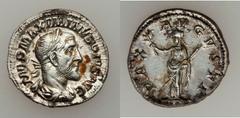 ROMAN EMPIRE. Macrinus - Maximinus I Thrax. Lot of two (2) AR denarii. Includes: (1) Macrinus (AD 217-218). AR denarius (2.34 gm). Rome, AD 218. Bust right / Annona standing left. RIC 26. Scratch on r