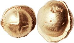 Ancients Celtic CELTIC GAUL. The Senones. Ca. 120-60 BC. AV stater (12mm, 7.10 gm).  Gallo-Belgic "Bullet Type." Broad cross, with trefoil terminals, in center of plain globule with prominent rim / Bl