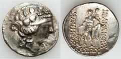 Ancients Celtic EASTERN CELTS. Imitating Thasos. After 148 BC. Lot of two (2) AR tetradrachms. Both of types wreathed head of young Dionysus right / Heracles standing left, holding club and lion's ski