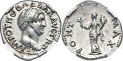 Otho (AD 69). AR denarius (20mm, 3.28 gm, 6h).  Rome, 9 March-mid April AD 69. IMP OTHO CAESAR AVG TR P, bare, bewigged head of Otho right / PONT MAC, Ceres standing left, holding three grain ears in 