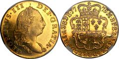 George III gold Proof Half Guinea 1775, by Richard Yeo, S-3733, WR-129 (R3, extremely rare), 4th laureate Head, plain edge with striations from the collar, PR63 Cameo NGC, some ancient light abrasions