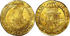 Elizabeth I gold Pound ND, S-2534, North-2008, MS62 NGC. 6th Issue, Woolpack mm (struck 1594-96). A lovely and choice coin having abundant satiny mint luster. The queen's portrait is clearly detailed 