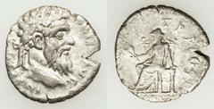 Pertinax (AD 193). AR denarius (2.17 gm). Alexandria, January-March AD 193. Laureate head of pertinax right / Ops seated left, holding grain ears and resting other hand on throne. Cf. RIC IV 8 (Rome m