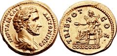 Antoninus Pius, as Caesar (AD 117-138). AV aureus (21mm, 7.41 gm, 6h).  Rome, under Hadrian, February 25-July 10, AD 138. IMP T AEL CAES ANTONINVS, bareheaded, draped bust of Antoninus right / TRIB • 