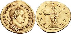 Tacitus (AD 275-276). AV aureus (22mm, 4.28 gm, 1h).  Lugdunum (Lyon), October-November AD 275. IMP C M CL TACITVS AVG, laureate, draped and cuirassed bust of Tacitus to right / PAX PVBLICA, Pax stand
