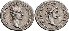 Gaius 'Caligula,' with Divus Augustus (AD 37-41). AR denarius (20mm, 3.68 gm, 6h). Rome, ca. AD 37-38. C CAESAR AVG GERM P M TR POT, laureate head of Caligula right / DIVVS AVG PATER PATRIAE, radiate 