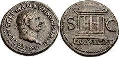 Vitellius (AD 69). Æ as (28mm, 12.08 gm, 6h).  Rome, April-December AD 69. A VITELLIVS GERMANICVS IMP AVG P M TR P, laureate head of Vitellius right / S - C, large altar, PROVIDENT below. RIC 129. Ver