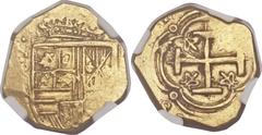 Philip IV gold cob 2 Escudos ND (ca. 1621-93), Nuevo Reino mint, KM14.1, Restrepo-M50, XF45 NGC. Rather well struck and centered and with little wear. Misattributed in the slab as a Charles II issue, 