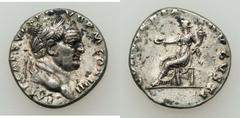 Vespasian (AD 69-71). Lot of two (2) AR denarii. Both laureate head right. Reverses: (1) Vespasian seated right, holding branch (RIC 65, RSC 387) // (2) Concordia seated left, holding patera (RIC 1554