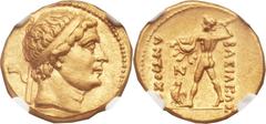 GRECO-BACTRIAN KINGDOM. Diodotus I as Satrap (ca. 255-240 BC). AV stater (19mm, 8.23 gm, 6h).  First Diodotid Mint (Holt's and Kritt's "Mint A"), ca. 250–240 BC. Diademed head of Diodotus I right in f