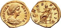 Faustina Junior, wife of Marcus Aurelius (Augusta, AD 147-175). AV aureus (21mm, 7.27 gm, 12h). Rome, under Antoninus Pius, ca. AD 161-176. FAVSTINA AVGVSTA, draped bust of Faustina right . VENVS FELI