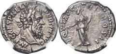 Pertinax (AD 193). AR denarius (18mm, 3.69 gm, 12h). Rome, January-March, AD 193. IMP CAES P HELV PERTIN AVG, laureate head of Pertinax right / AEQVIT AVG TR P COS II, Aequitas standing left, holding 