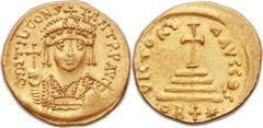 Tiberius II Constantine (AD 578-582). AV lightweight solidus of 22 siliquae (21mm, 4.03 gm, 6h). Antioch, 6th officina, AD 579-582. ∂m TIb CONS-TANT PP AVI, crowned and cuirassed facing bust of Tiberi