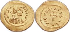 Heraclius (AD 610-641). AV semissis (20mm, 2.17 gm, 6h).  Constantinople, 5th officina, AD 613-641. ∂N hЄRALI-ЧS T PP AVI, diademed, draped and cuirassed bust of Heraclius right / VICTORIA AVςЧ Є, cro